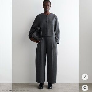 COS charcoal boiled wool cropped jacket size s